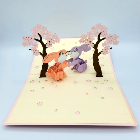 Rabbit Couple Pop Up Card