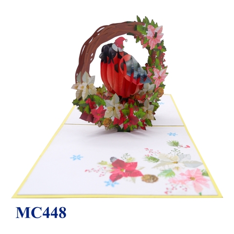 Cardinal Bird Christmas Pop Up Card