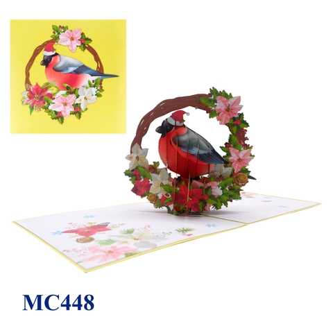 Cardinal Bird Christmas Pop Up Card