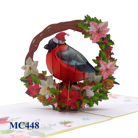 Cardinal Bird Christmas Pop Up Card