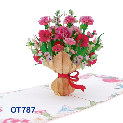 Carnation Bouquet Pop Up Card