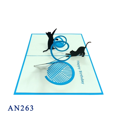 Cats With Wool Pop Up Card