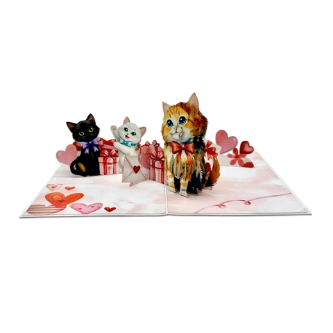 Cat Love Pop-up Card – Valentine 3D Greeting Card