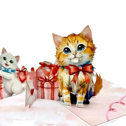 Cat Love Pop-up Card – Valentine 3D Greeting Card