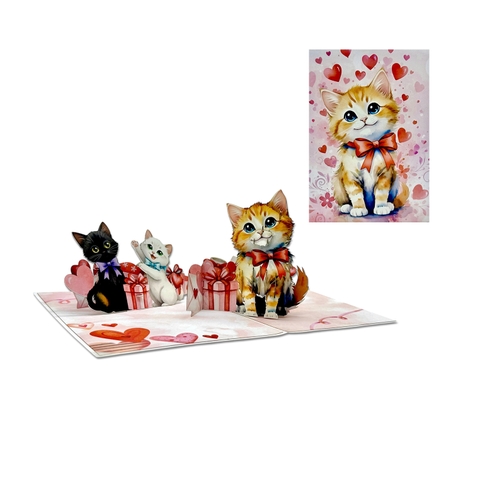 Cat Love Pop-up Card – Valentine 3D Greeting Card