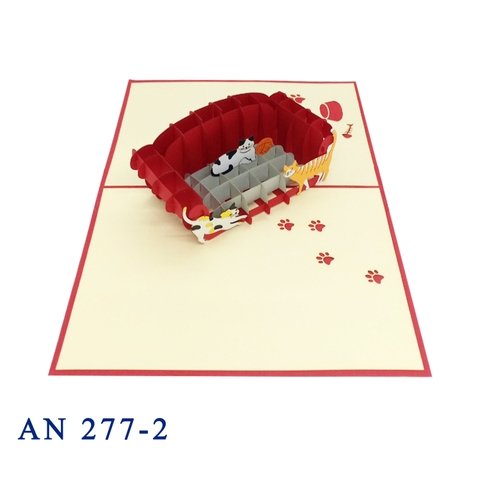 Cats On Sofa Pop Up Card