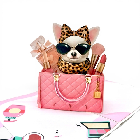 Fashion Dog Pop-Up Card – Luxury 3D Greeting Card