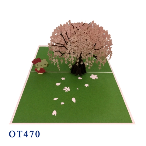 Cherry Blossom Tree & Kitty 3D Pop Up card
