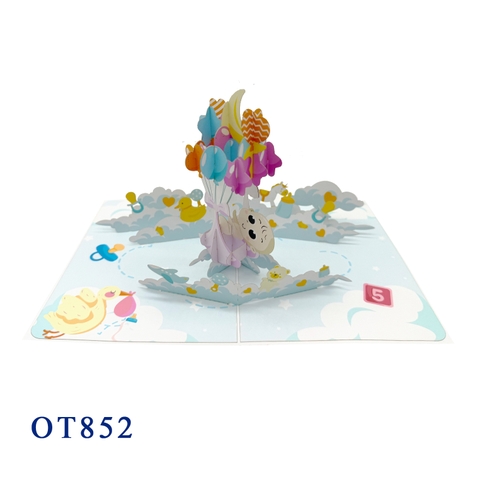 Christening Baby Balloon Pop Up Card
