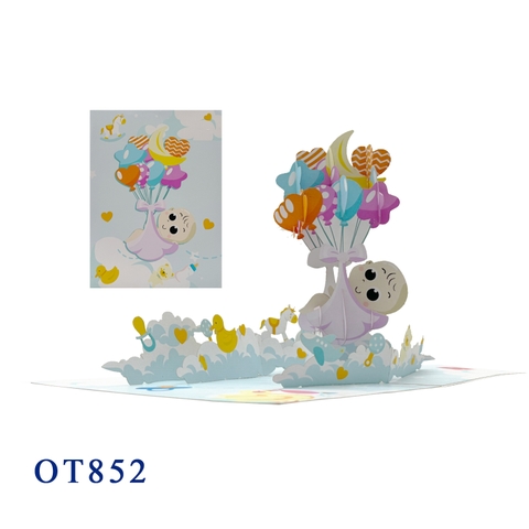 Christening Baby Balloon Pop Up Card