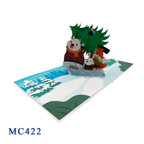 Christmas Animals Pop Up 3D Card