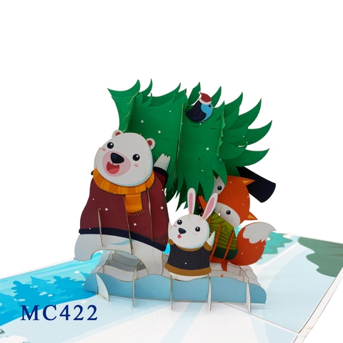 Christmas Animals Pop Up 3D Card