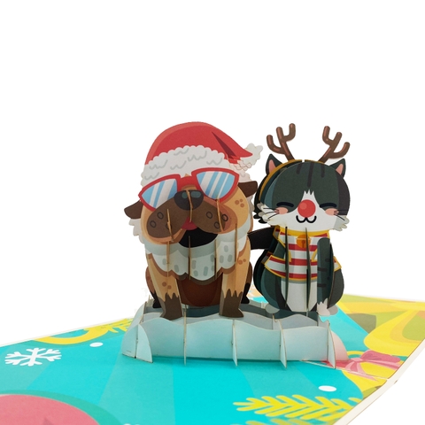 Christmas Dog & Cat Pop Up Card