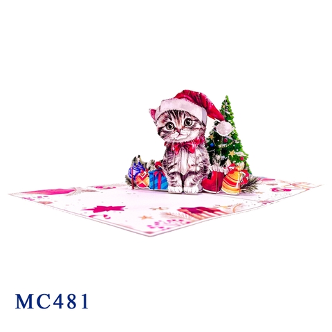 Christmas Kitten 3D Pop-Up Card