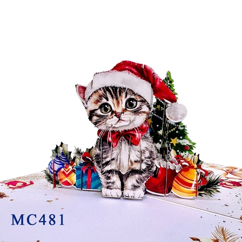 Christmas Kitten 3D Pop-Up Card