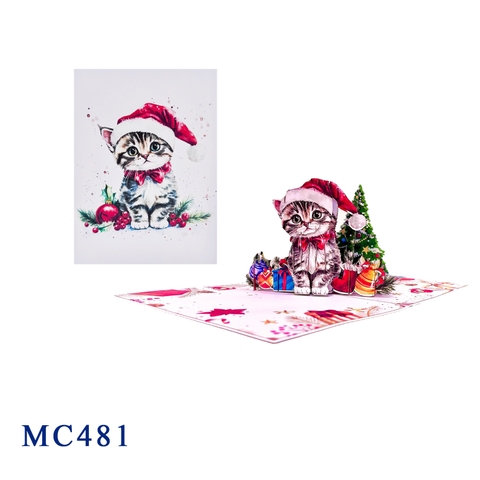 Christmas Kitten 3D Pop-Up Card