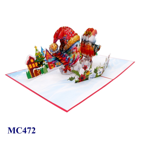 Christmas Lovebirds Pop-Up Card