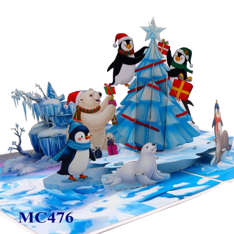 Christmas Pop-Up Card – Arctic Penguins & Polar Bears