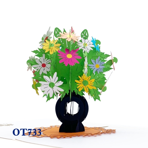 Colorful Daisy Vase Pop Up Card