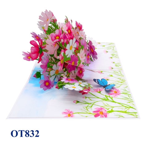 Cosmos Flowers Pop Up Card