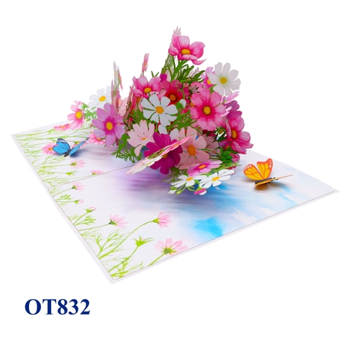 Cosmos Flowers Pop Up Card