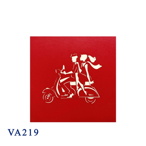 Couple On Vespa Pop Up Card
