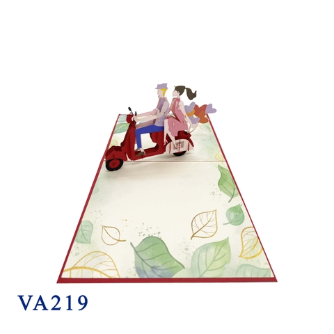 Couple On Vespa Pop Up Card