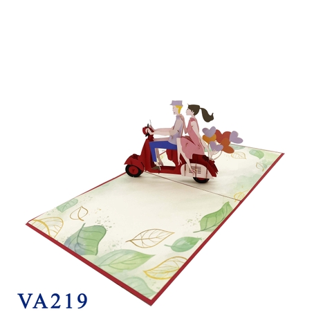 Couple On Vespa Pop Up Card