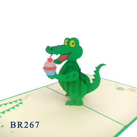 Crocodile & Cupcake Birthday Pop Up Card