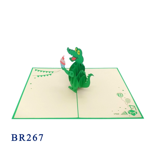 Crocodile & Cupcake Birthday Pop Up Card