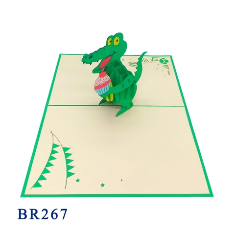 Crocodile & Cupcake Birthday Pop Up Card