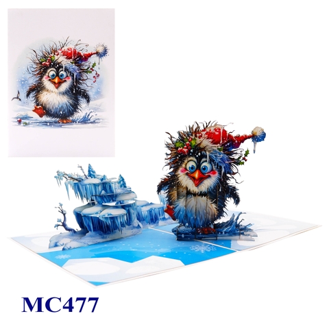 Cute Penguin Christmas Pop-Up Card