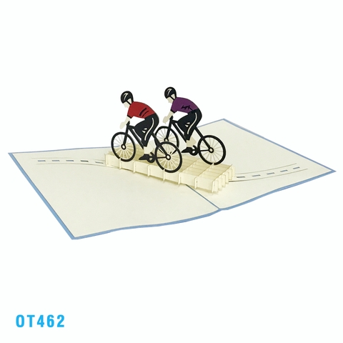Bike Racing Athletes Pop Up Card