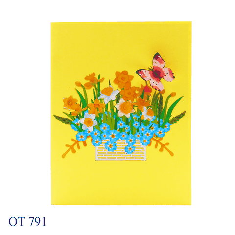 Daffodils Basket Pop Up Card