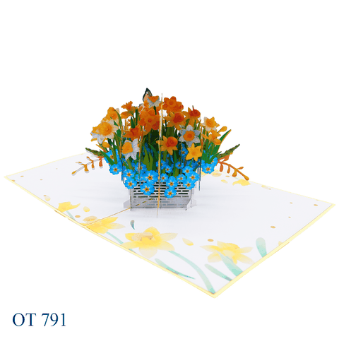 Daffodils Basket Pop Up Card