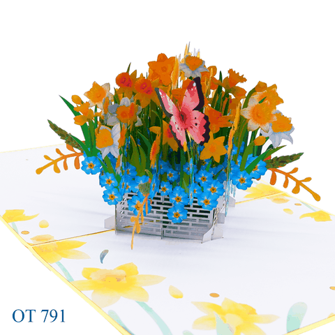 Daffodils Basket Pop Up Card
