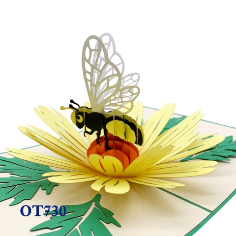 Yellow Daisy & Bee Pop Up Card