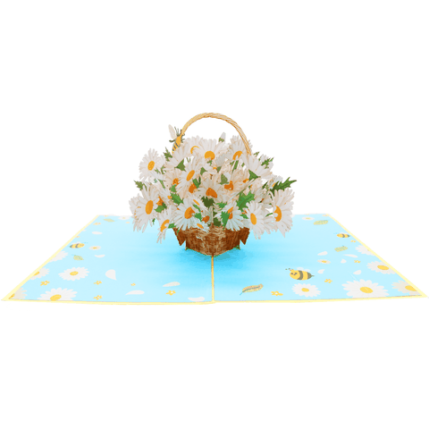 White Daisy Basket Pop Up Card