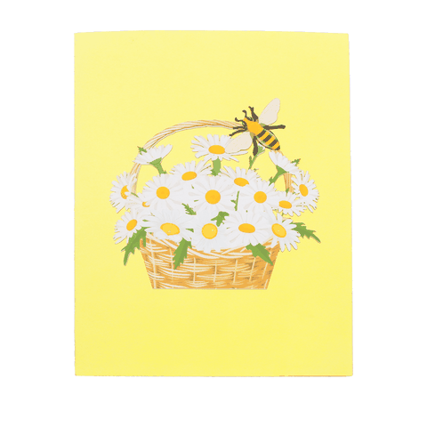 White Daisy Basket Pop Up Card