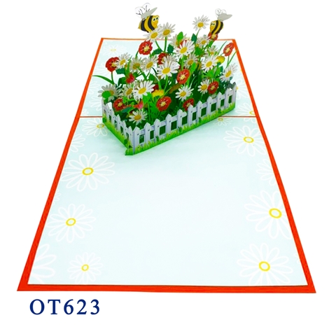 White Daisy Garden Pop Up Card