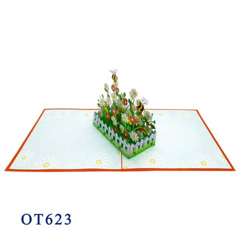 White Daisy Garden Pop Up Card