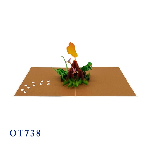 Dinosaurus Volcano Pop Up Card