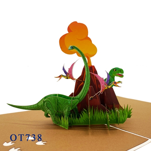 Dinosaurus Volcano Pop Up Card