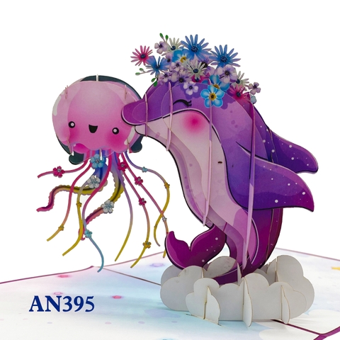 Cute Purple Dolphin Pop Up Card