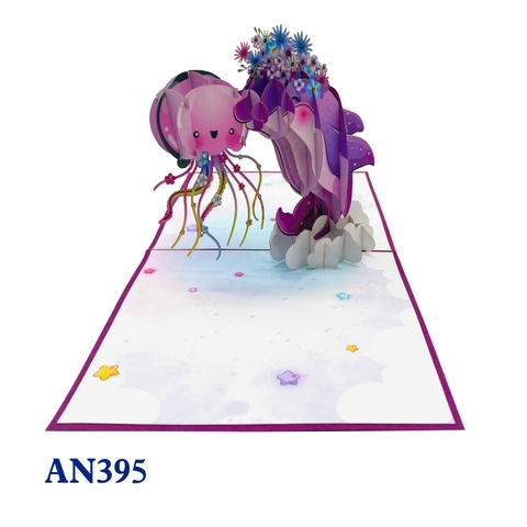 Cute Purple Dolphin Pop Up Card