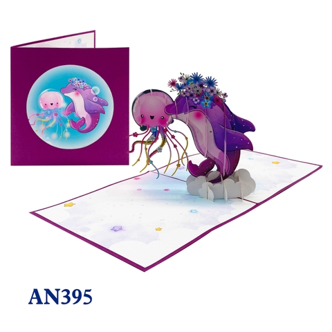 Cute Purple Dolphin Pop Up Card