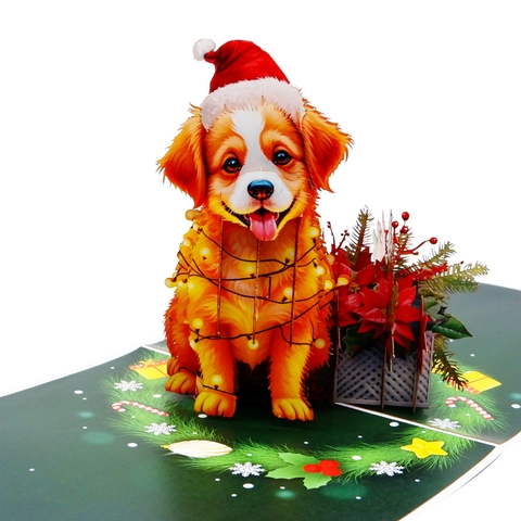 3D Pop Up Christmas Dog Card