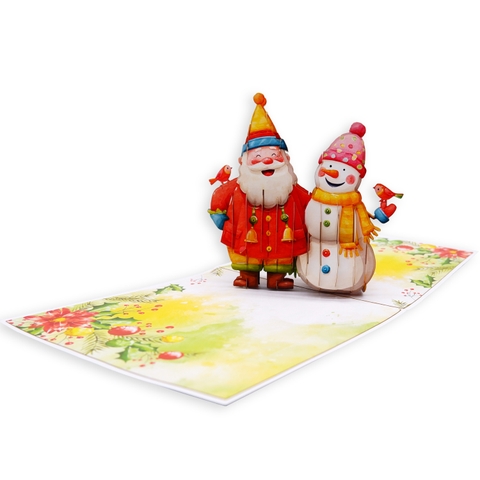 3D Santa and Snowman Pop-Up Card