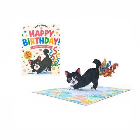 Happy Birthday Cat Pop Up 3D Greeting Card