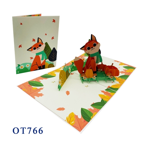 Fox Fall Autumn Pop Up Card